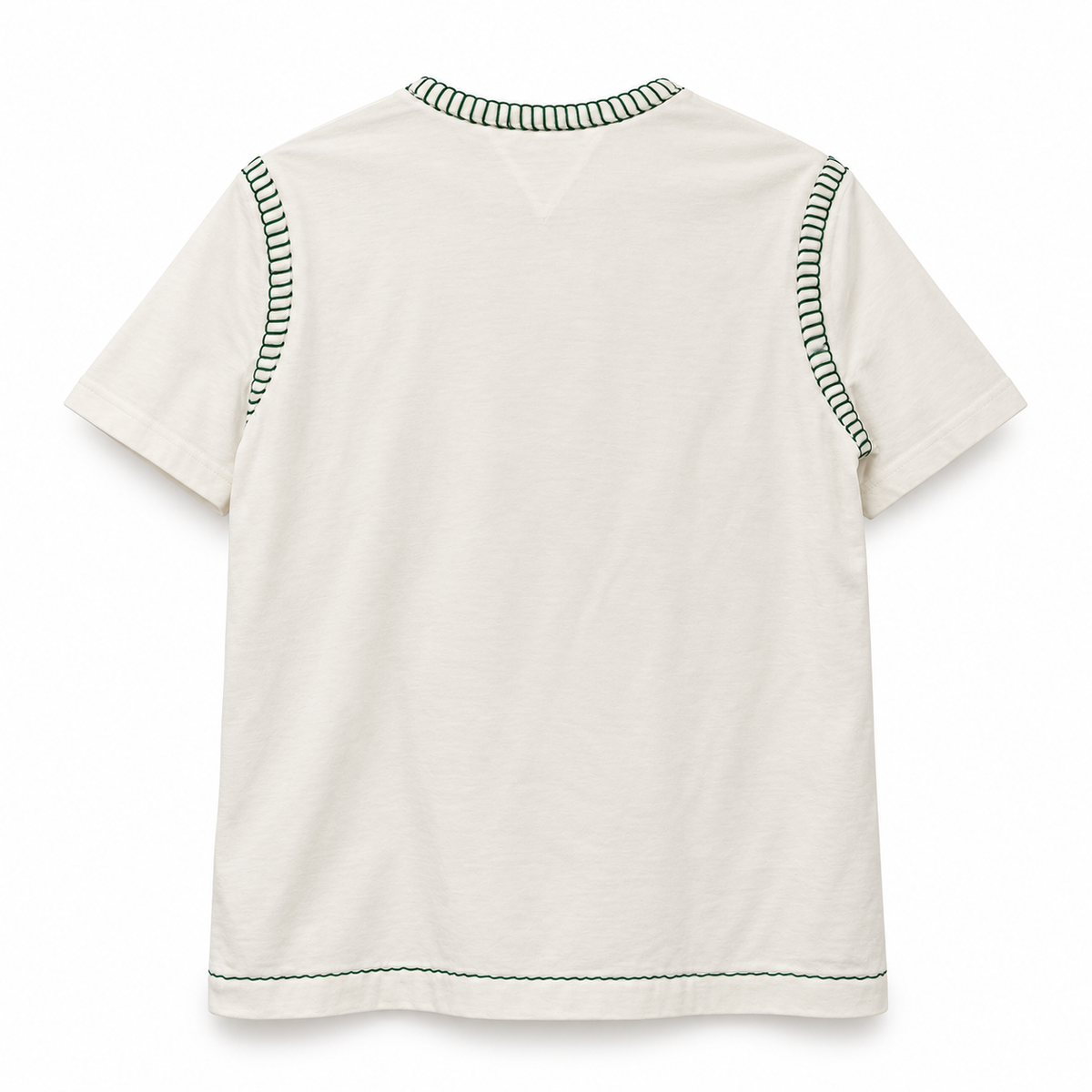 BOTTEGA VENETA - T-SHIRT ECRU GREEN OVERLOCK STITCH SIZE S