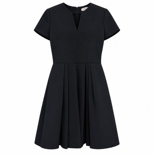DIOR - DRESS MINI FLARED WOOL & SILK BLACK SIZE 36 FR
