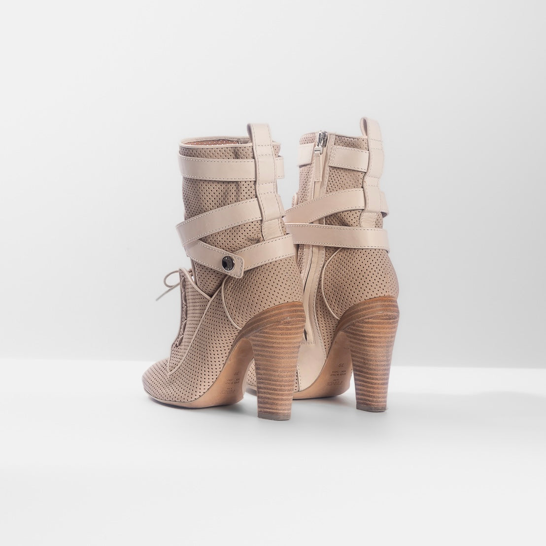 FENDI - HIGH ANKLE BOOTIES PINK LEATHER SIZE 39 EU