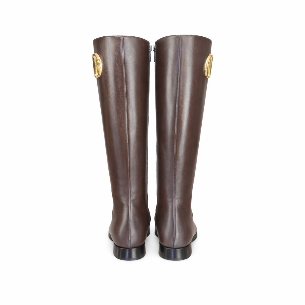 VALENTINO - *BRAND NEW* BOOTS VLOGO BROWN LEATHER SIZE 35,5 EU