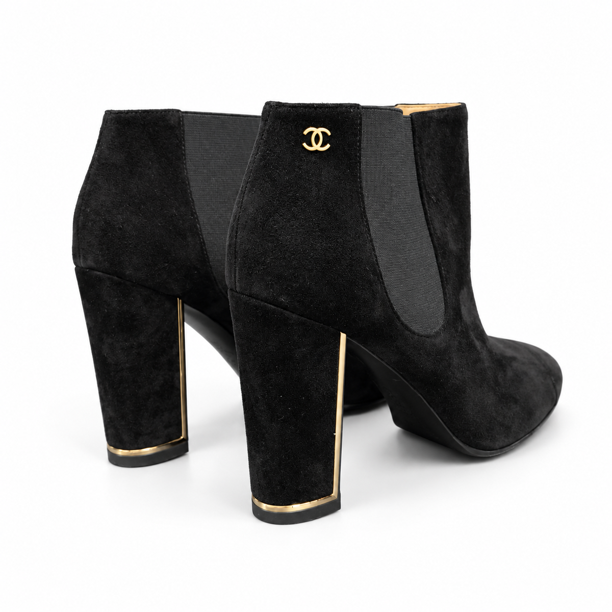 CHANEL - BOOTIES BLACK SUEDE CAP TOE SIZE 38,5 EU