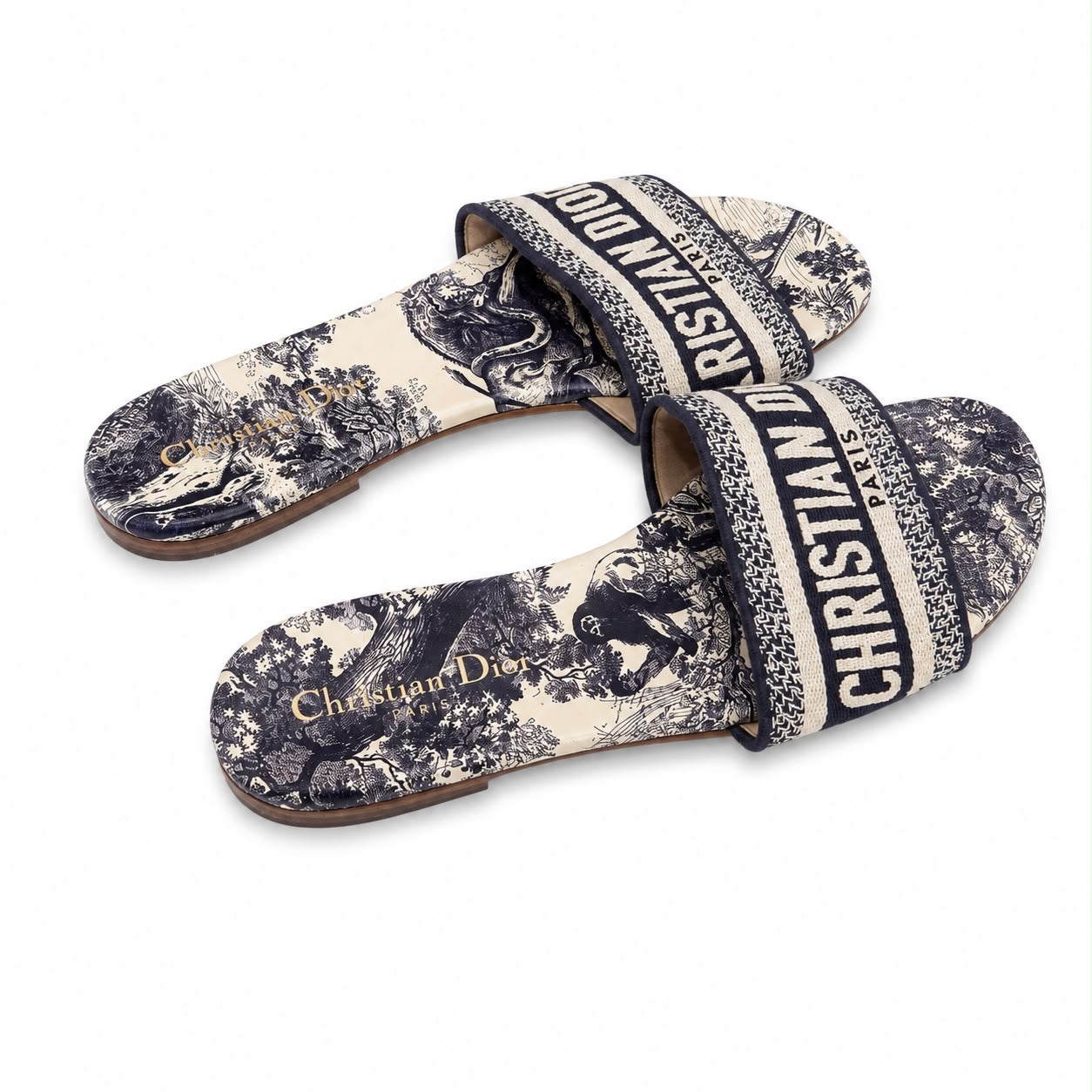 DIOR - SANDALS TOILE DE JOUY BLUE AND WHITE SIZE 38,5 EU