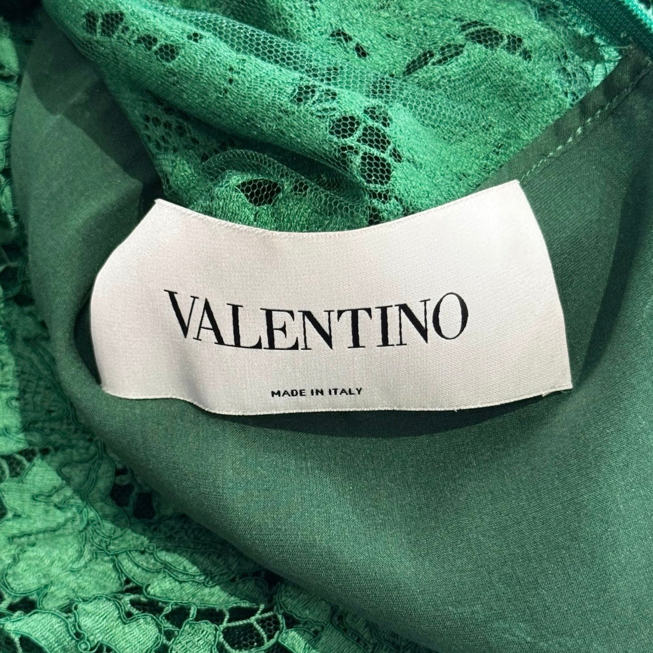 VALENTINO - DRESS GREEN LACE MIDI SIZE 46 IT