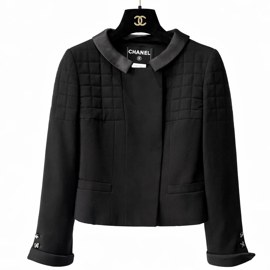CHANEL - JACKET WOOL BLACK SIZE 36 FR