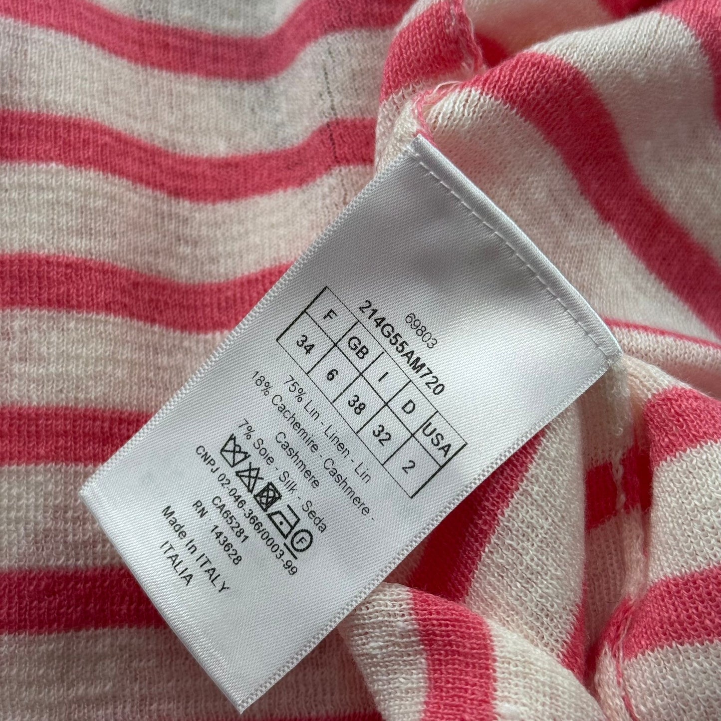 DIOR - SWEATER RIVIERA STRIPED ECRU AND PINK SIZE 34 FR