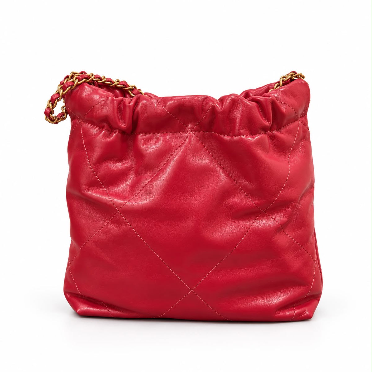 CHANEL - *NEW* BAG 22 MINI HOBO RED QUILTED CALFSKIN WITH GOLD TONE HARDWARE