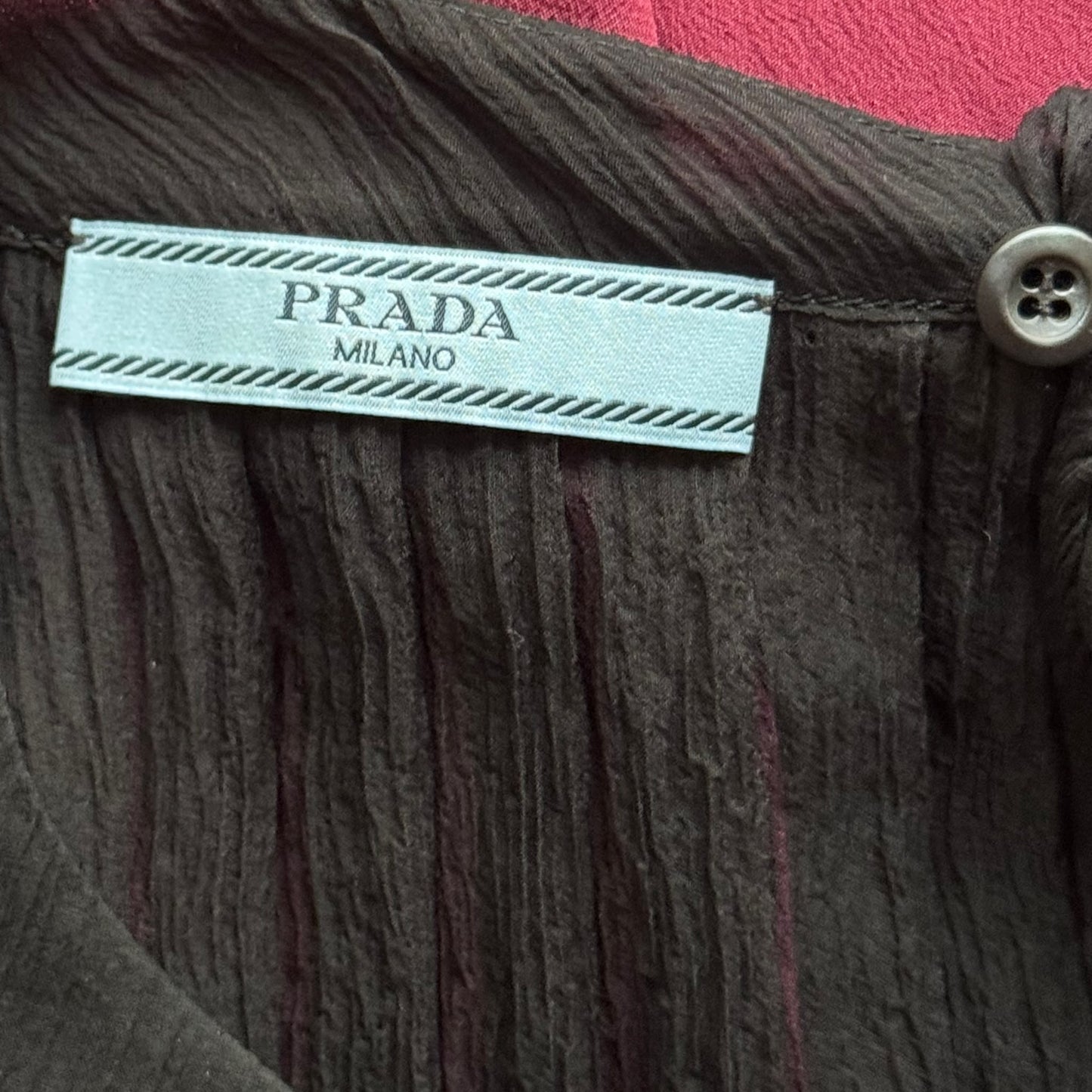 PRADA - TOP & TROUSERS MAGENTA BLACK SILK SET SIZE S