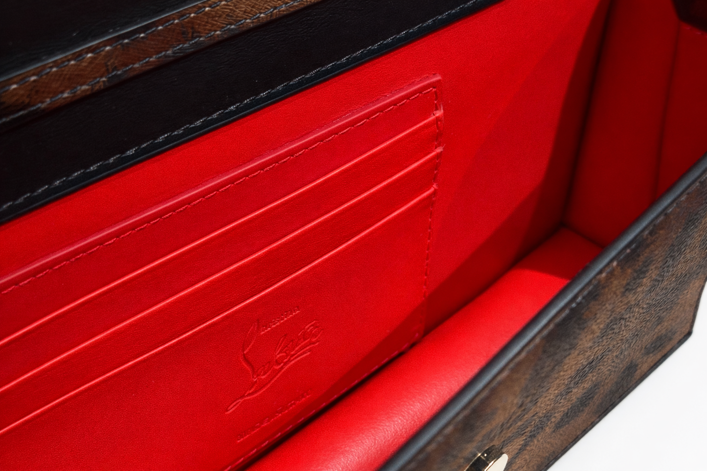 LOUBOUTIN - *BRAND NEW* BAG LOUBI54 PRINT LEATHER GOLD CHAIN