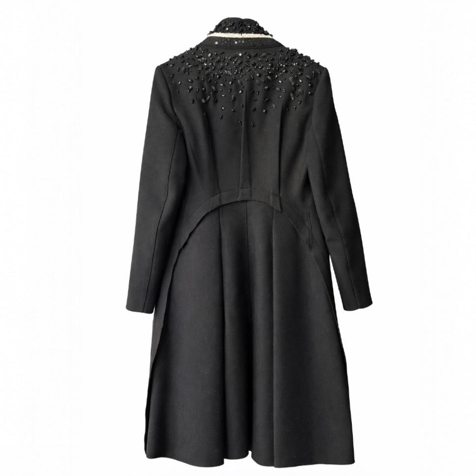 PRADA - COAT BLACK BLACK BEADED EMBROIDERY