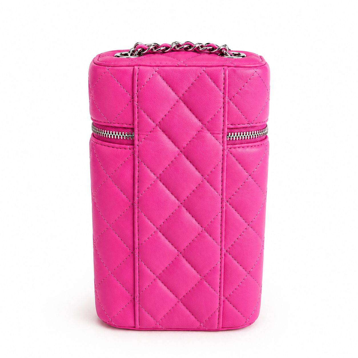 CHANEL - *NEW RARE* VANITY BAG FUCHSIA QUILTED CAVIAR LEATHER SILVER HARDWARE