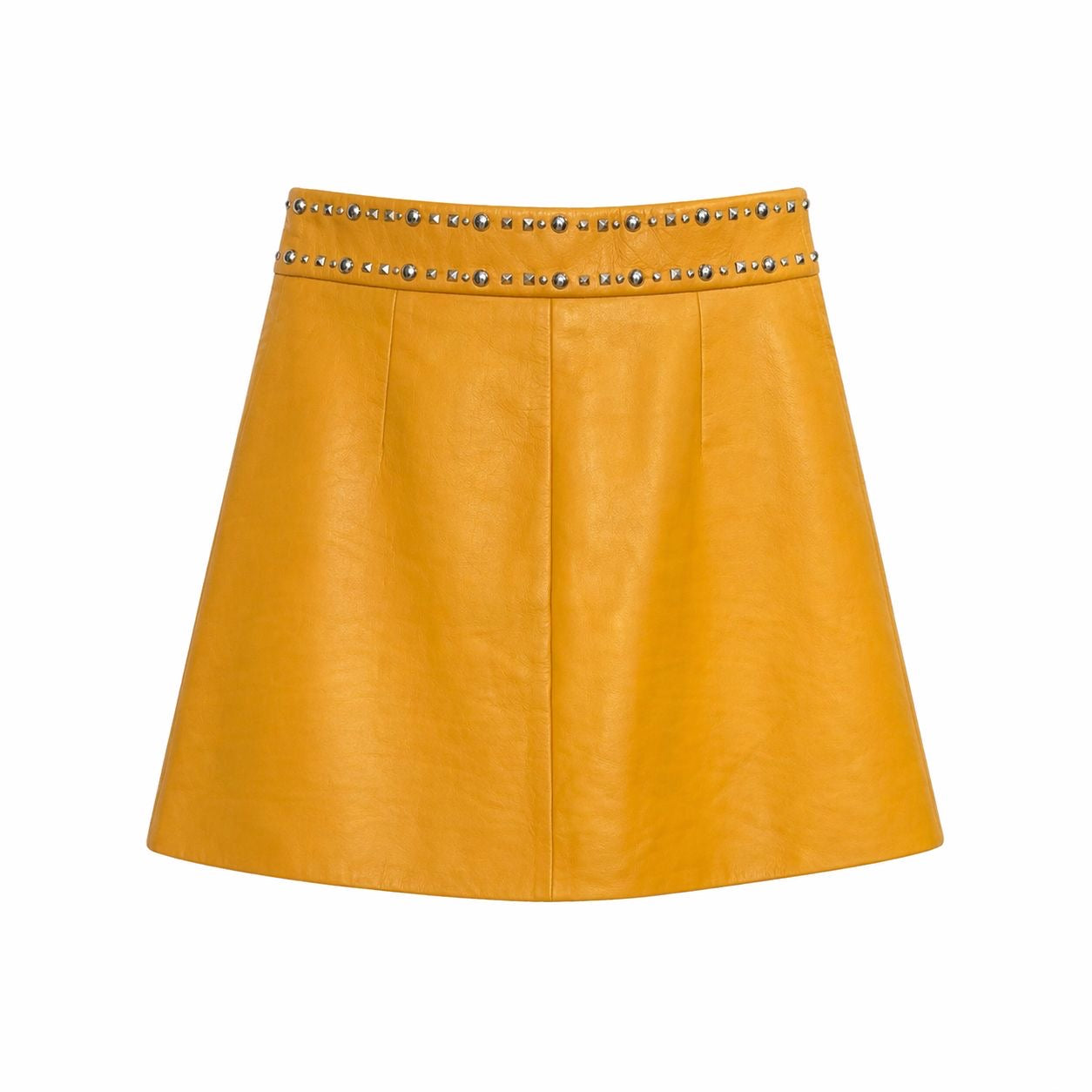 MIU MIU - SKIRT MINI OCHRE YELLOW LEATHER SIZE 38 IT
