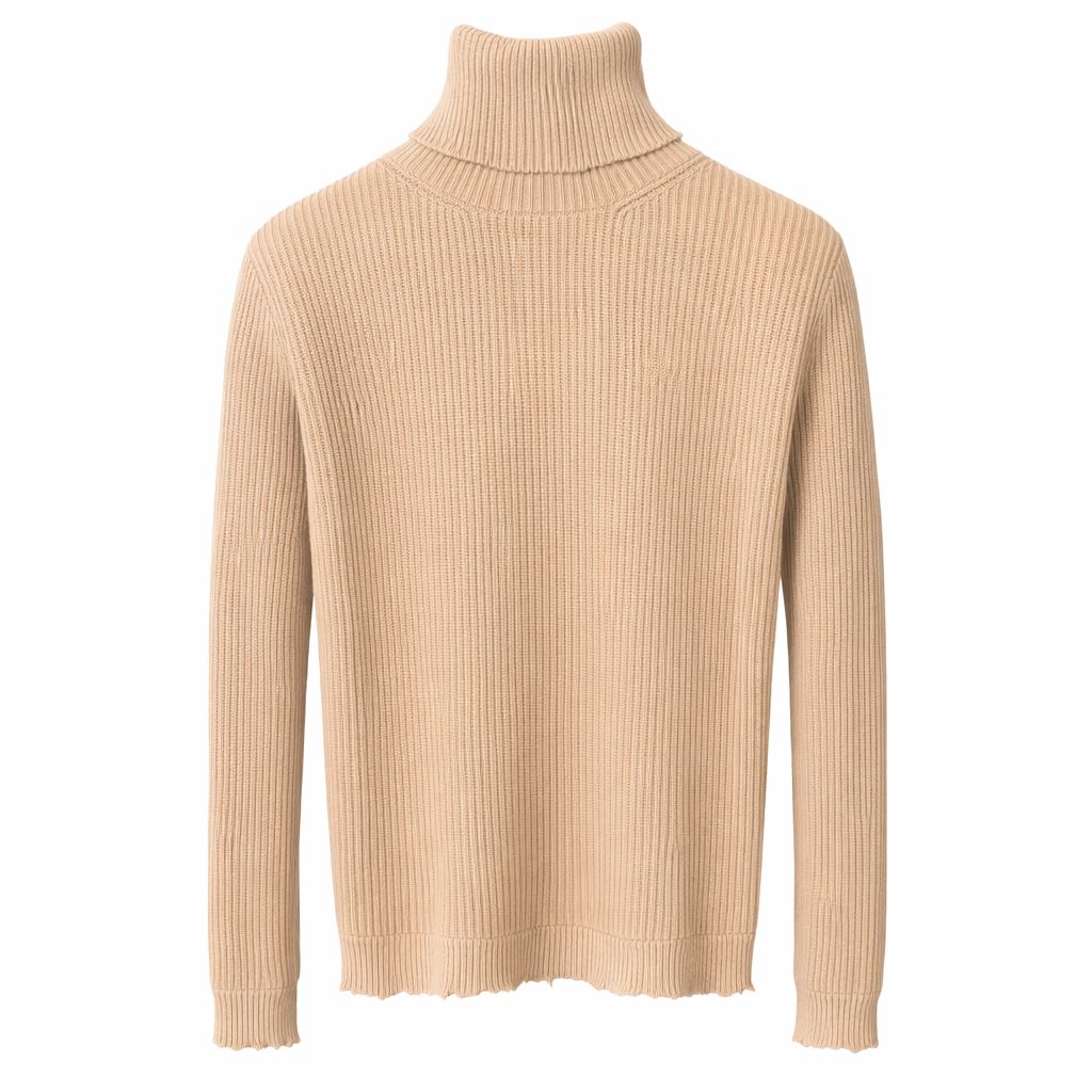 VALENTINO - SWEATER LIGHT BROWN RIBBED TURTLENECK SIZE S
