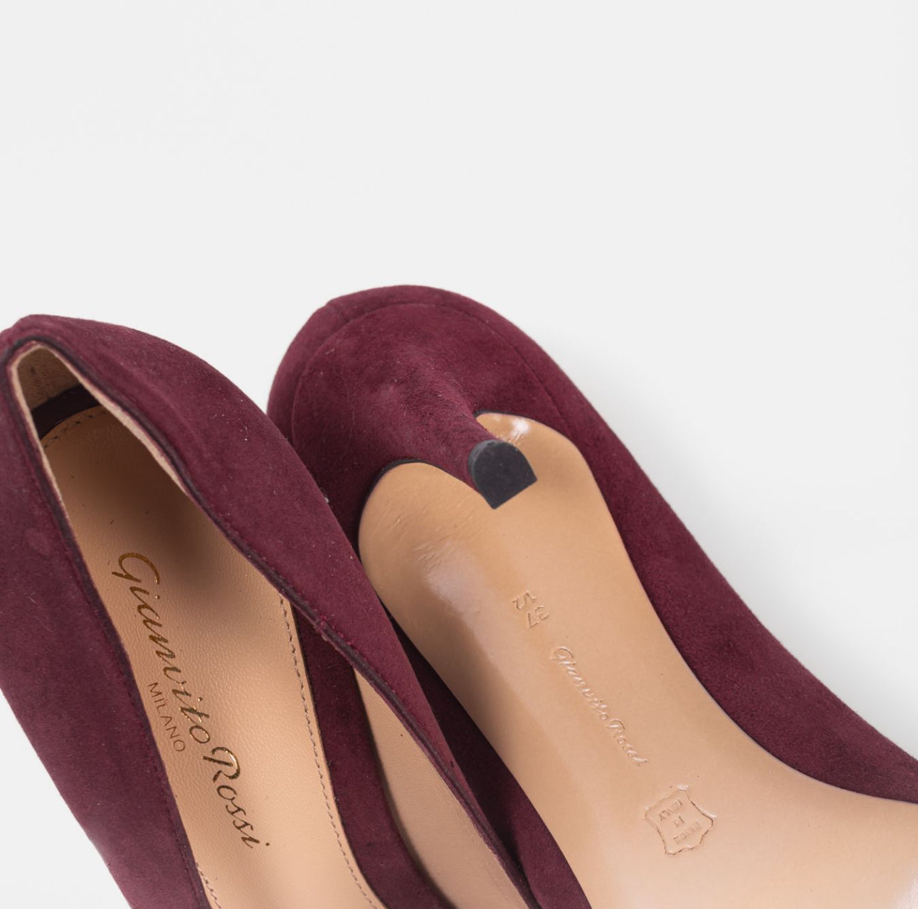 GIANVITO ROSSI - *BRAND NEW* PUMPS BURGUNDY SUEDE LEATHER SIZE 37 EU
