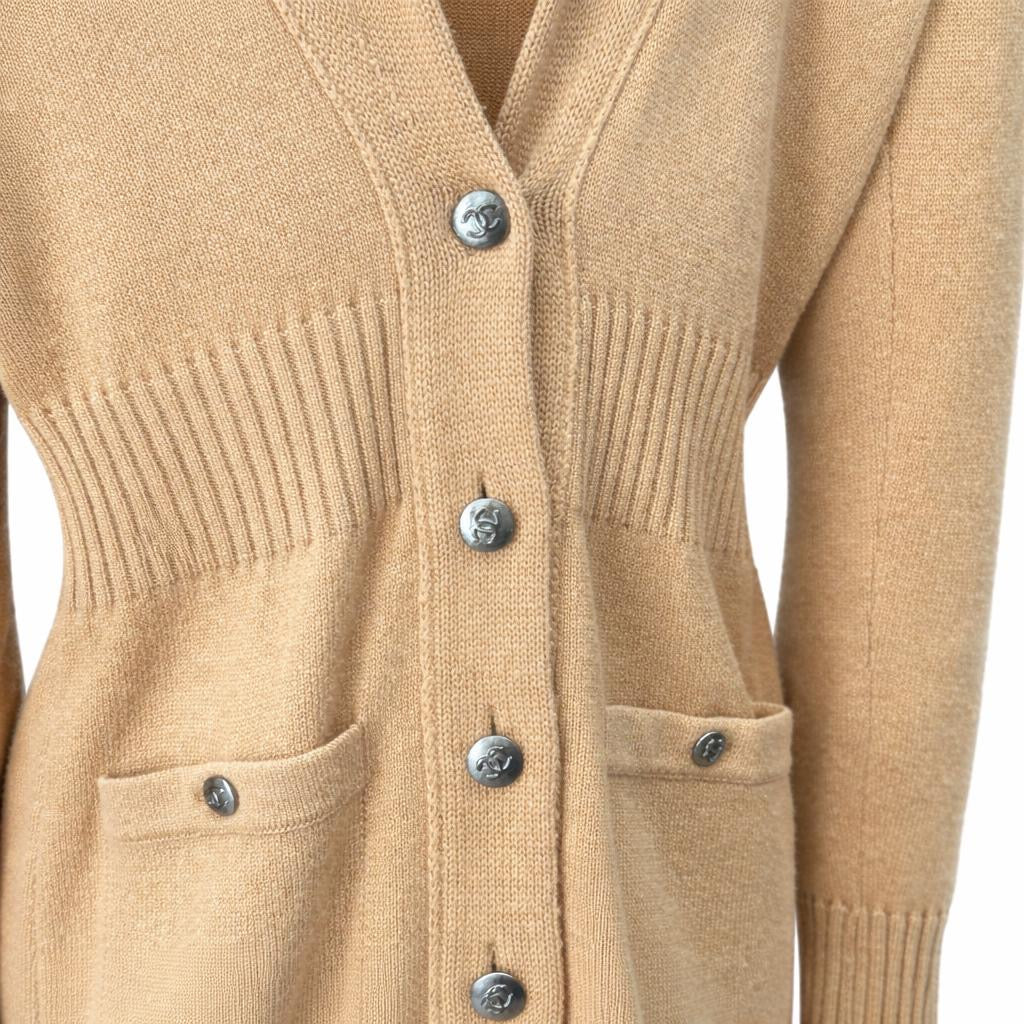 CHANEL - CARDIGAN LONG CASHMERE CAMEL SIZE 34 FR