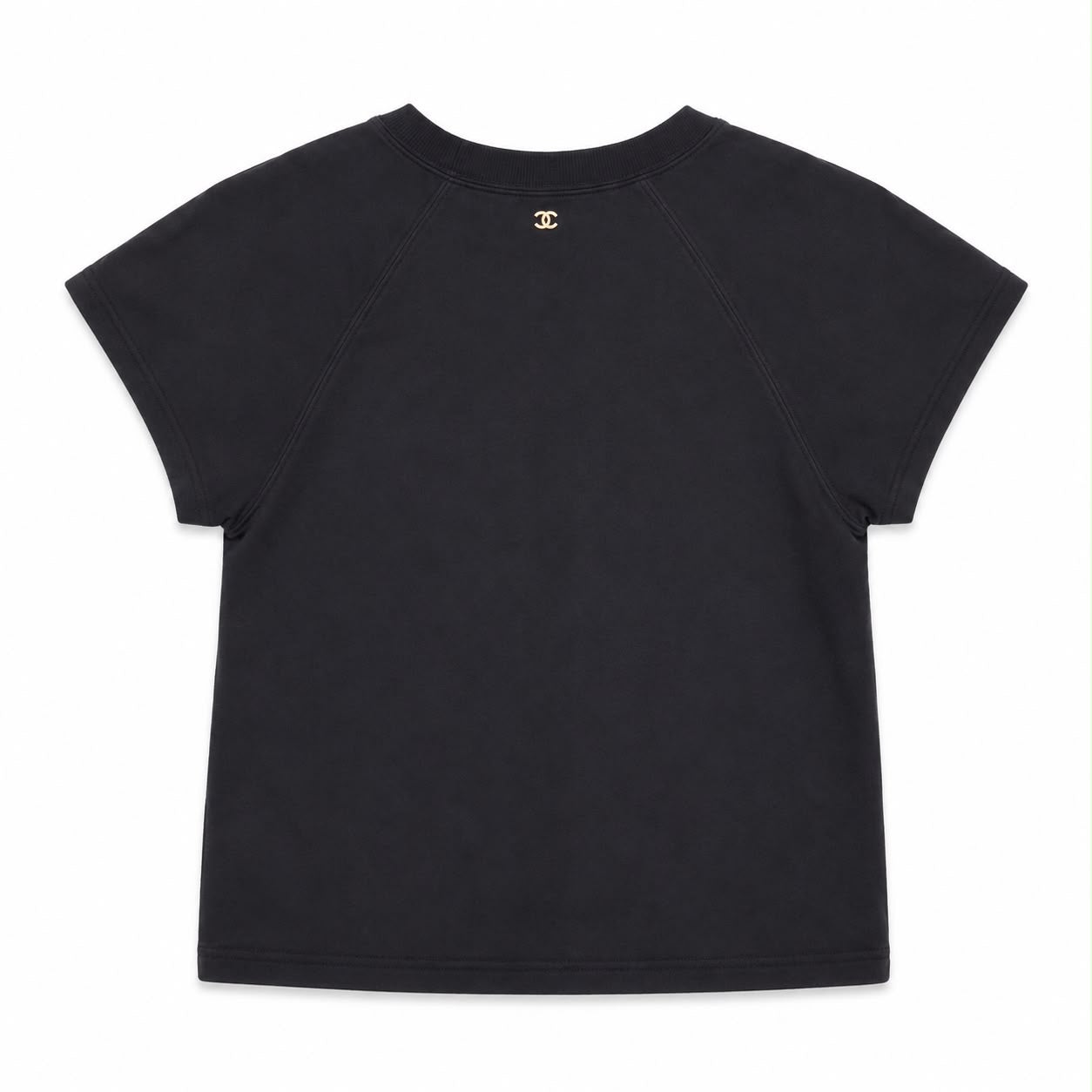 CHANEL - T-SHIRT BLACK GOLD CC LOGO SIZE L