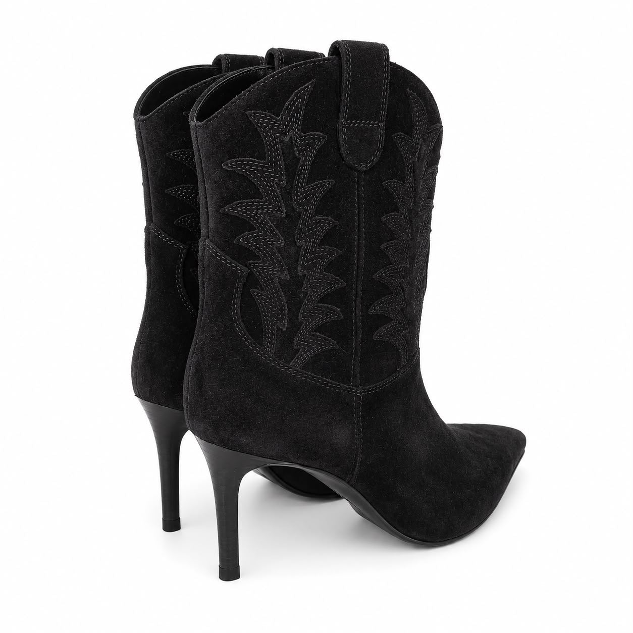 SAINT LAURENT - STILETTO BOOTIES BLACK SUEDE LEATHER SIZE 37,5 EU
