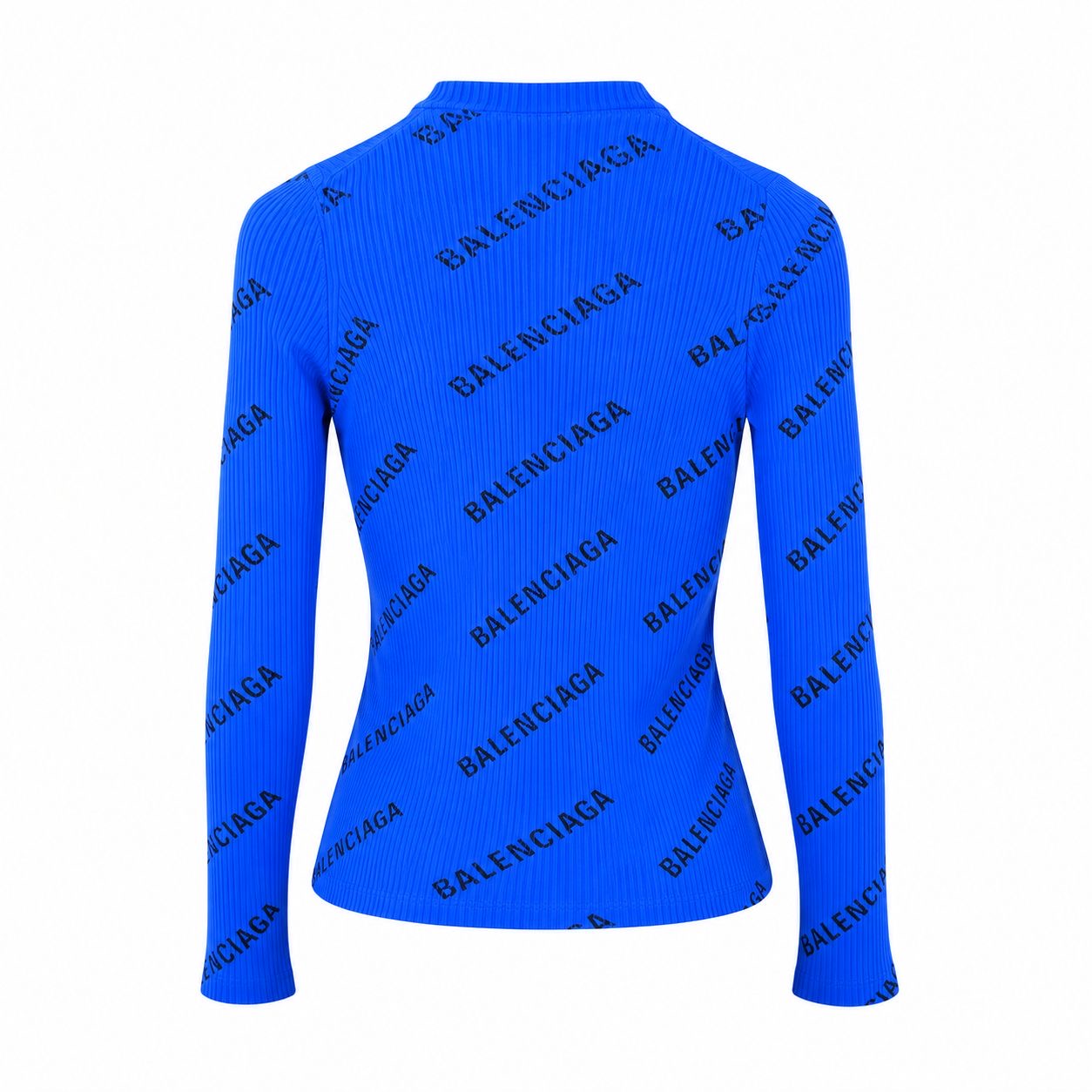 BALENCIAGA - PULLOVER BLUE LOGO RIB KNIT SIZE S