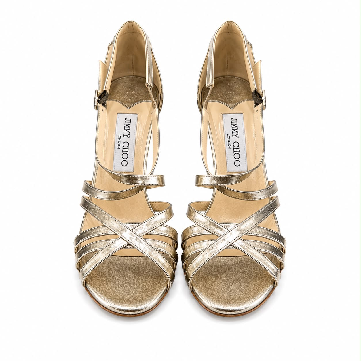 JIMMY CHOO - *BRAND NEW* HIGH SANDALS GOLD LEATHER SIZE 37,5 EU
