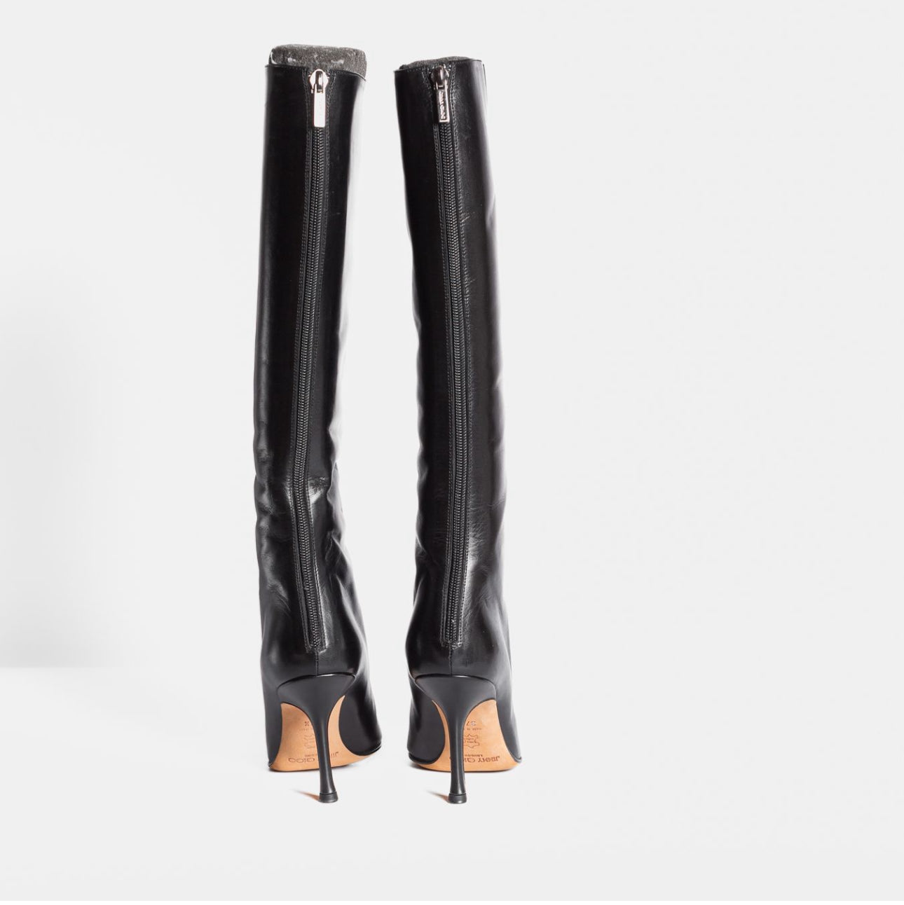 JIMMY CHOO - HIGH BOOTS BLACK LEATHER SIZE 37,5 EU