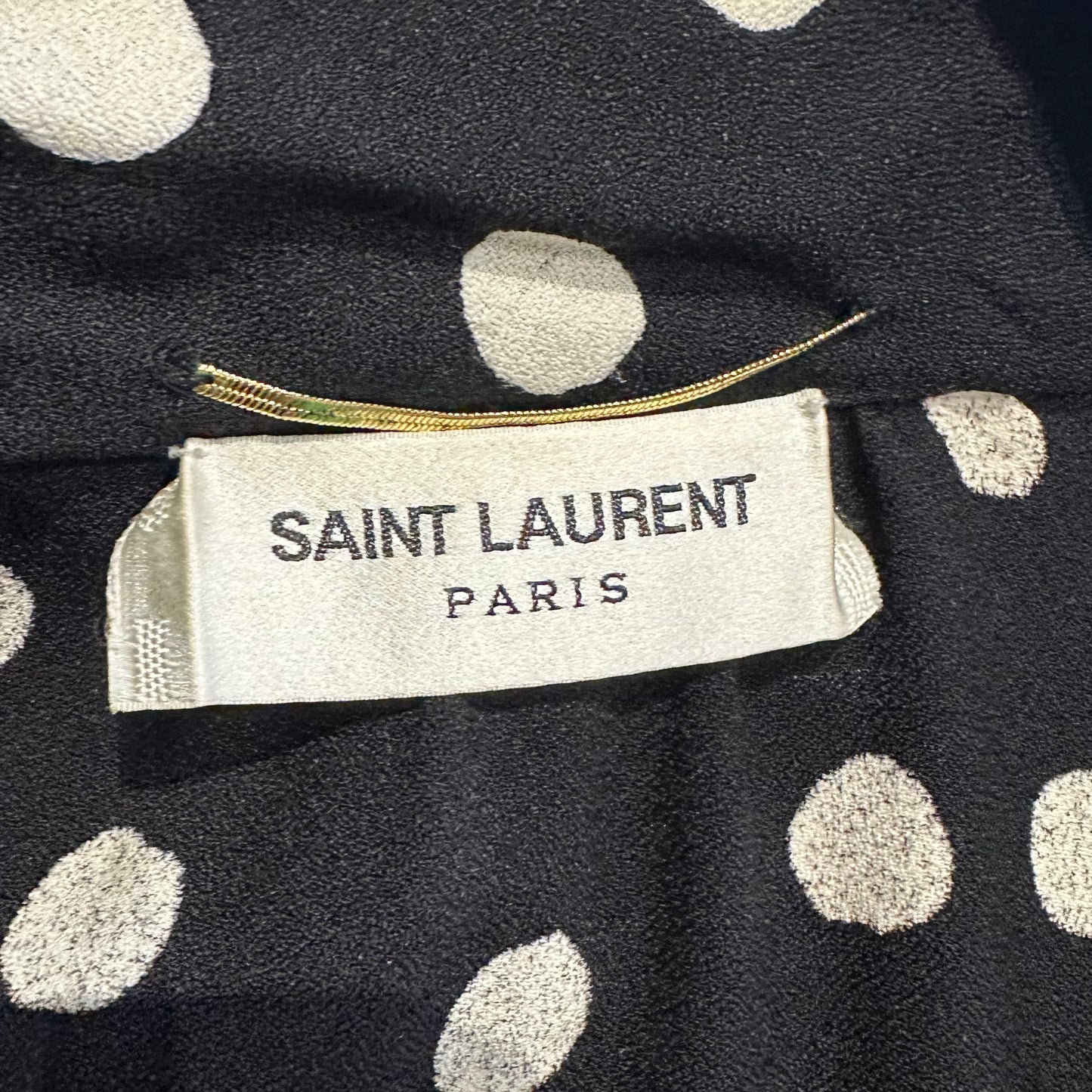 SAINT LAURENT - DRESS POLKA DOTS BLACK SIZE 44 FR