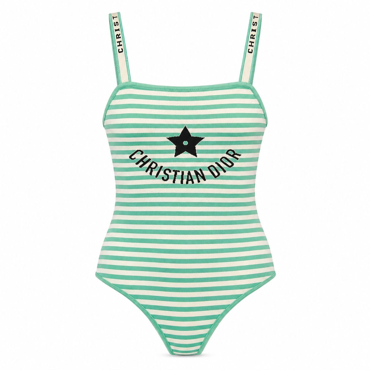 DIOR - BODYSUIT STRIPED WHITE & MINT GREEN WITH DIOR LOGO SIZE S
