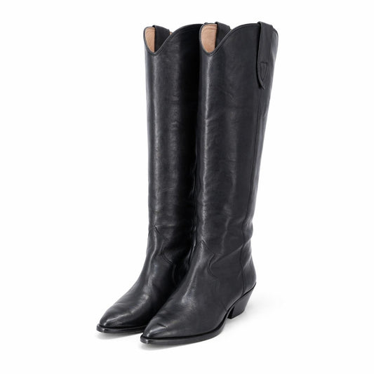 ISABEL MARANT - HIGH BOOTS DANVEE BLACK LEATHER SIZE 38 EU