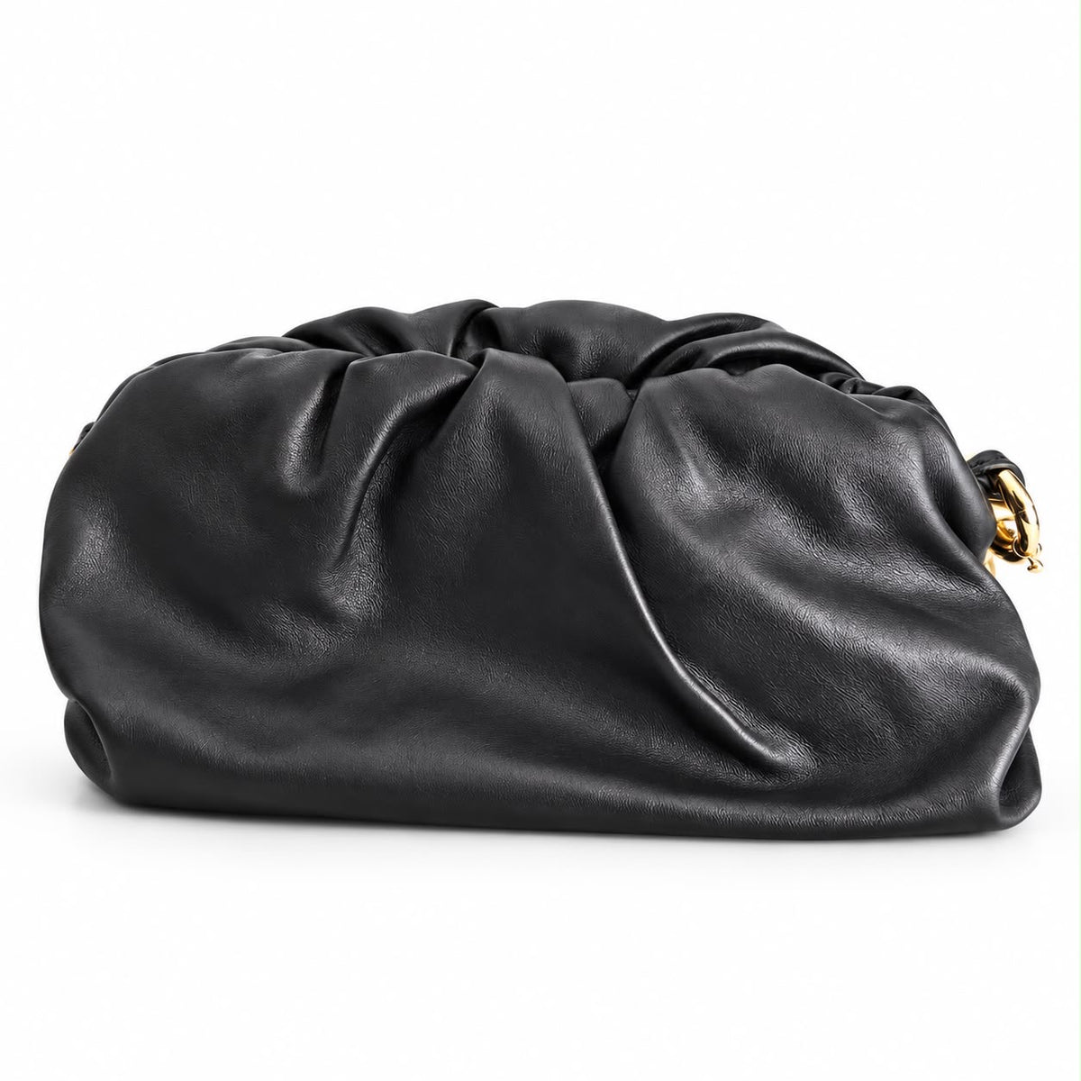 BOTTEGA VENETA - *NEW* POUCH CHAIN BLACK LEATHER WITH GOLD-TONE CHAIN