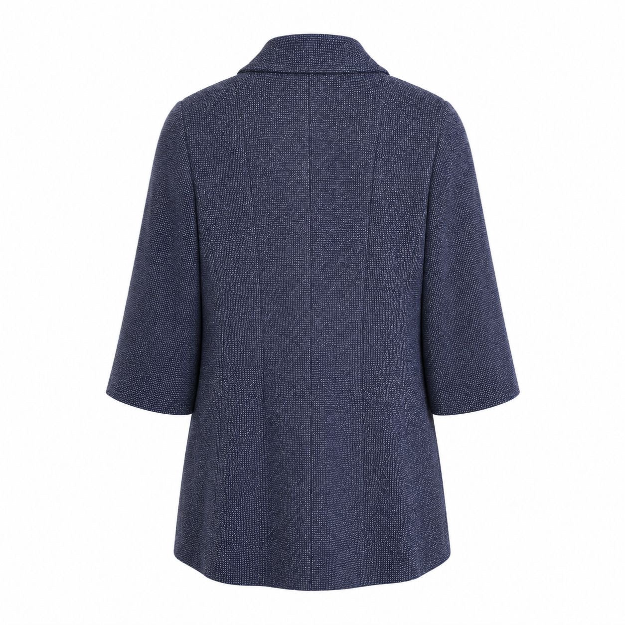 CHANEL - COAT JACKET BLUE NAVY DOUBLE-BREASTED WITH GOLD EMBROIDERED LOGO SIZE 34 FR
