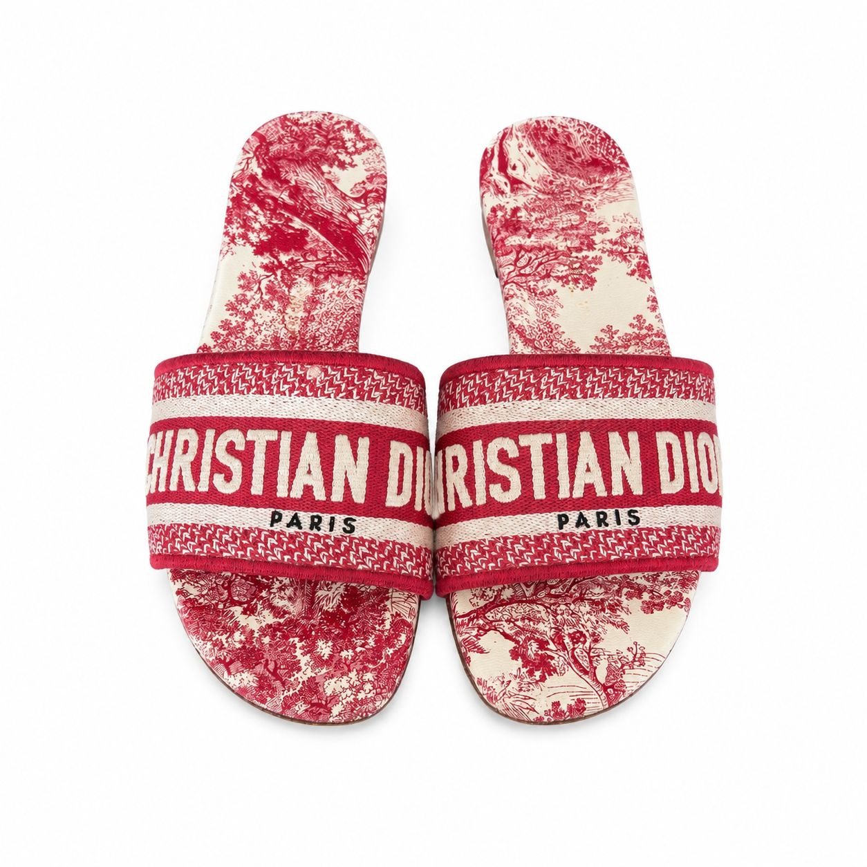 DIOR - SANDALS TOILE DE JOUY WHITE AND RED SIZE 36 EU