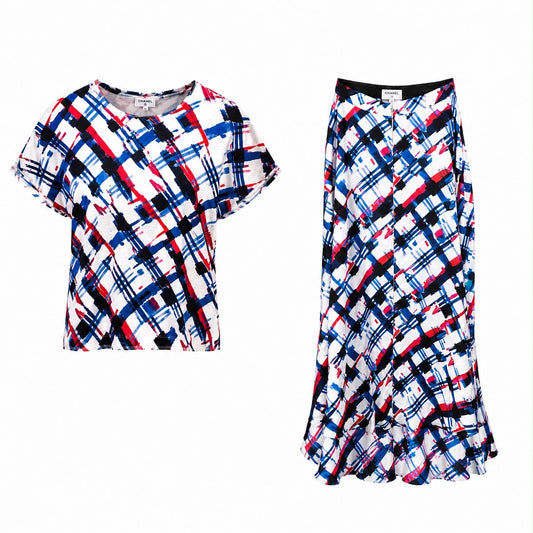 CHANEL - SET T-SHIRT AND LONG SKIRT SIZE MULTICOLOR 34 FR
