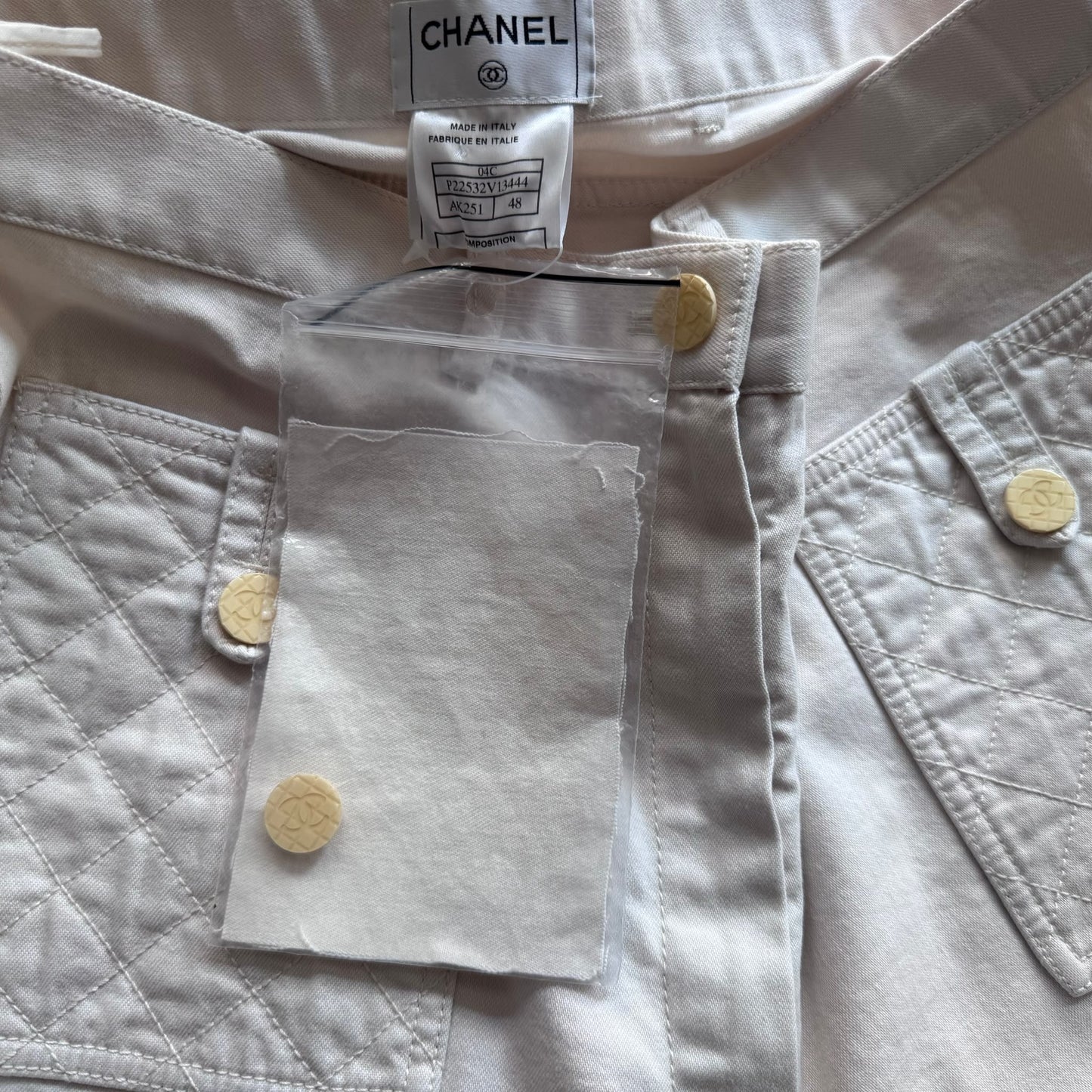CHANEL - *NEW* TROUSERS WHITE DENIM SIZE 48FR