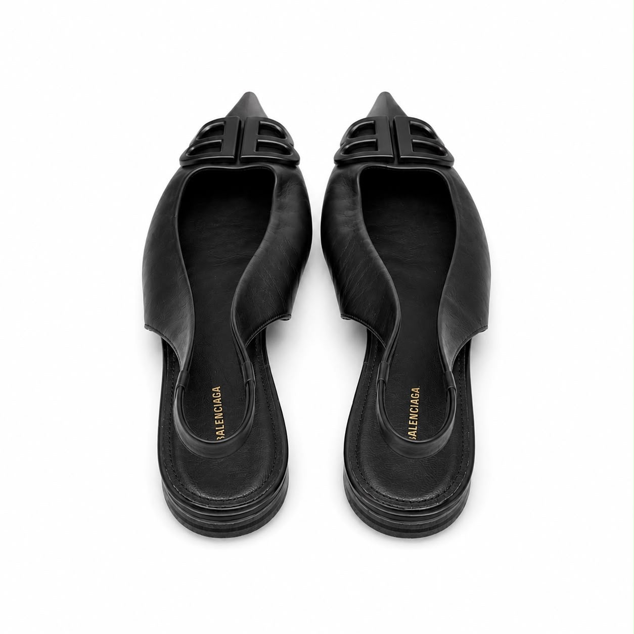 BALENCIAGA - SLINGBACK FLATS POINTED-TOE BLACK LEATHER BB SIZE 36,5 EU