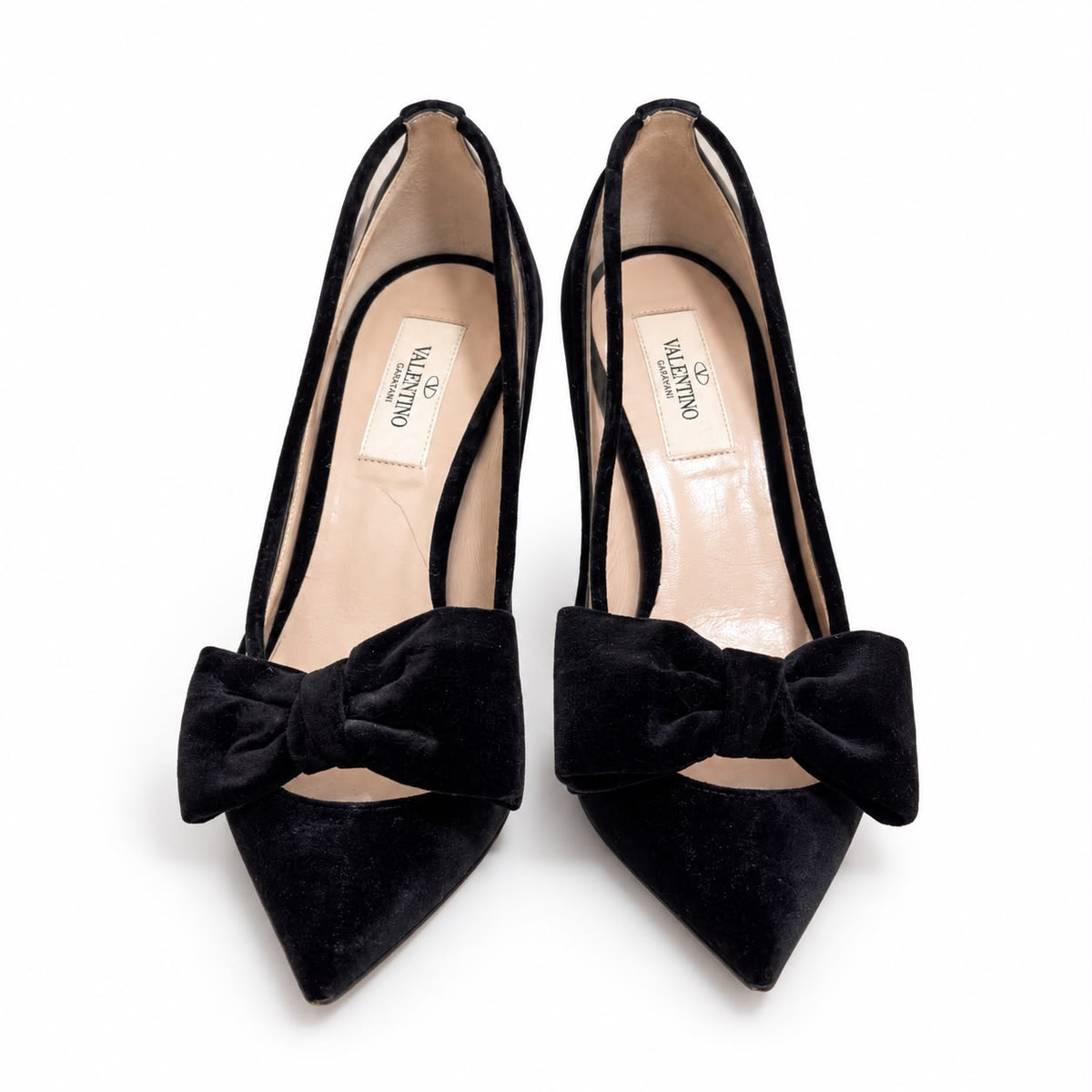 VALENTINO – *NEW* PUMPS BLACK VELVET WITH OVERSIZED BOWS SIZE 37