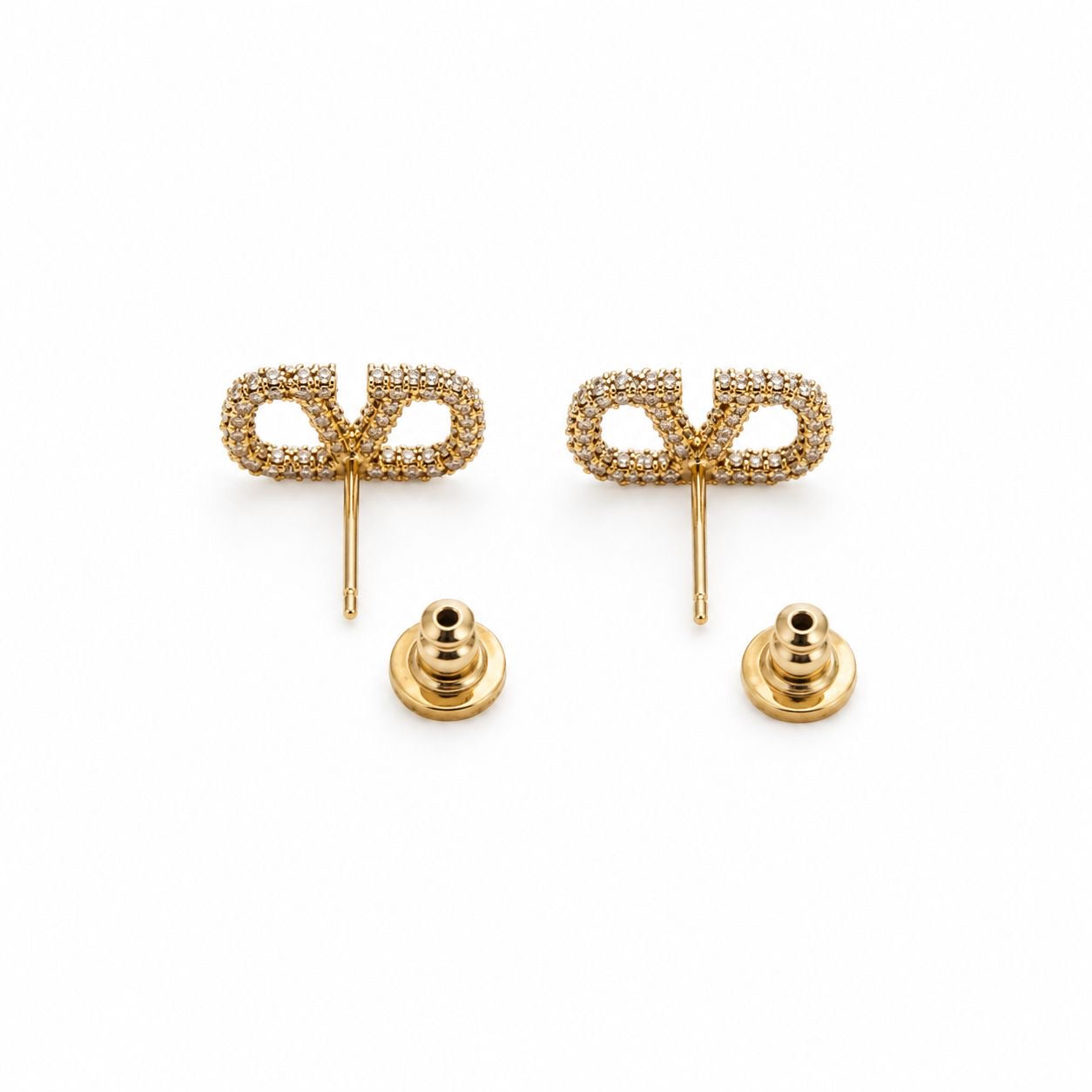 VALENTINO - *NEW* EARRINGS VLOGO SIGNATURE GOLD-TONE WITH CRYSTALS