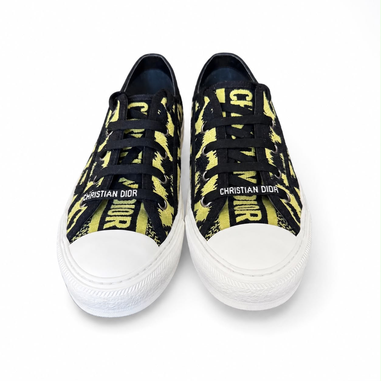 DIOR - SNEAKERS WALK’N’DIOR LEOPARD PRINT SNEAKERS IN BLACK & LIME SIZE 39 EU