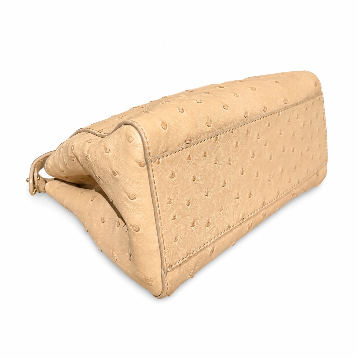 FENDI - PEEKABOO BAG BEIGE OSTRICH LEATHER WITH STRAP
