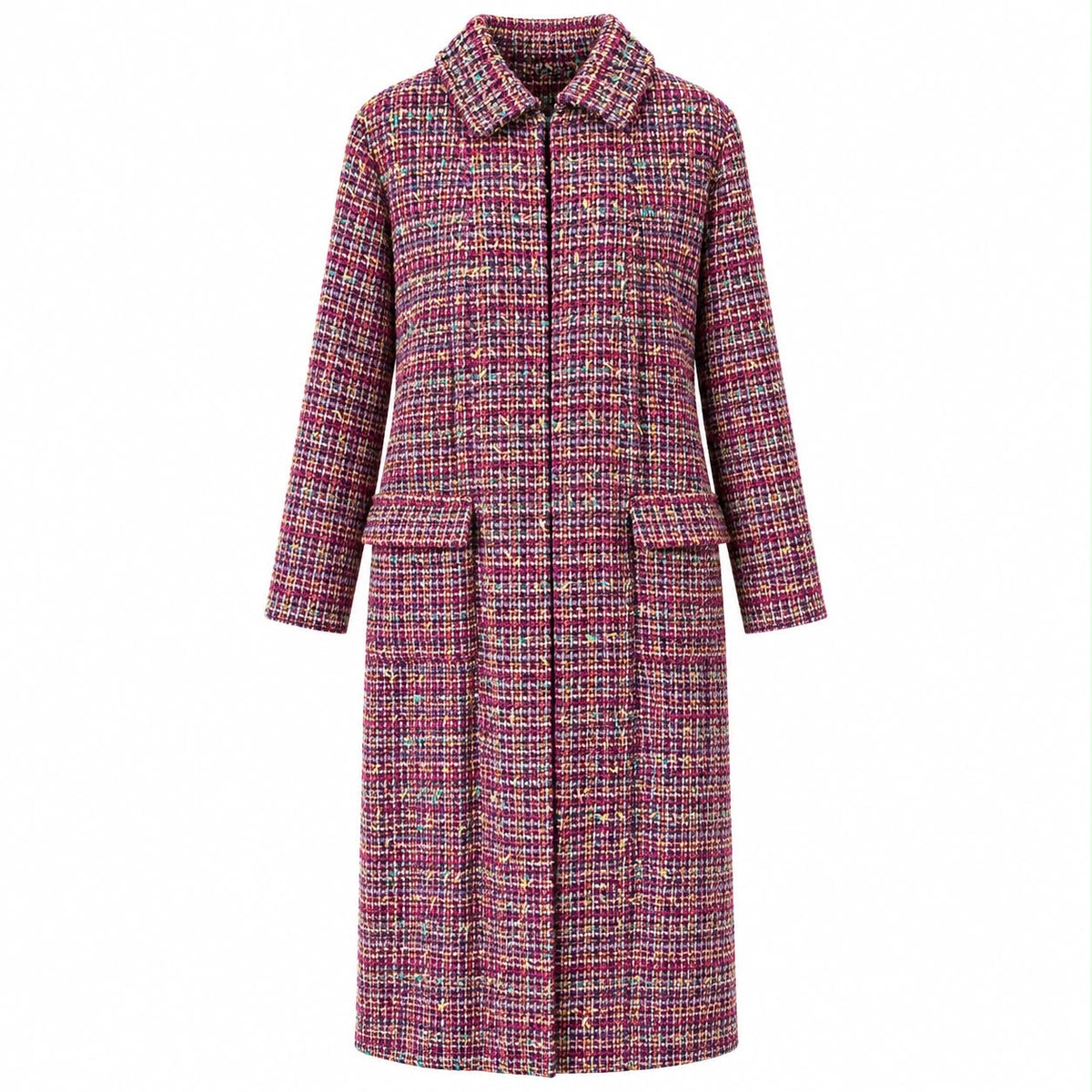 CHANEL - LONG COAT TWEED MULTICOLOR SIZE 46 FR COLLECTION 2023
