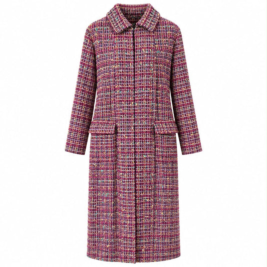 CHANEL - LONG COAT TWEED MULTICOLOR SIZE 46 FR COLLECTION 2023