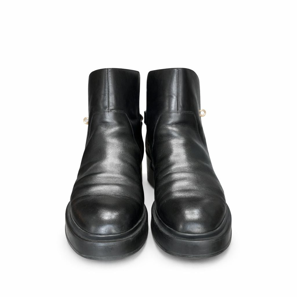 HERMÈS - ANKLE BOOTS BLACK LEATHER SIZE 40 EU