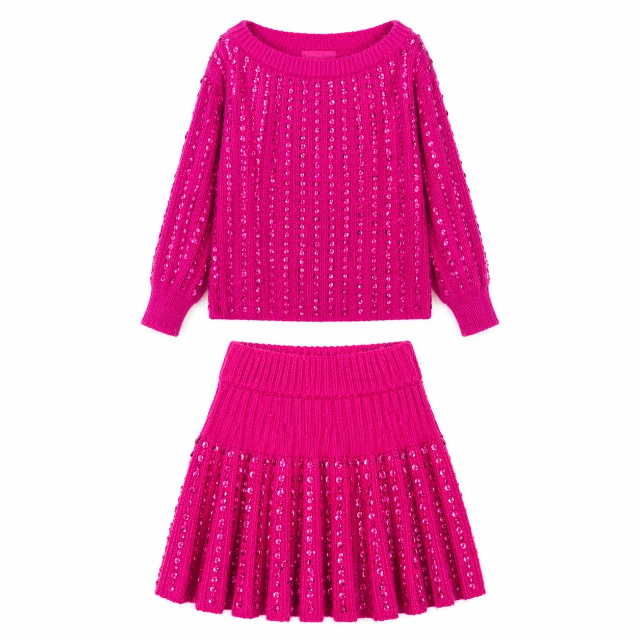 VALENTINO - *RUNWAY* SET SWEATER AND SKIRT PINK SIZE S