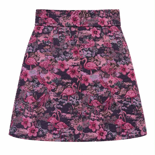 MIU MIU - SKIRT MIDI MULTICOLOR PINK FLAMINGO SIZE 38 IT