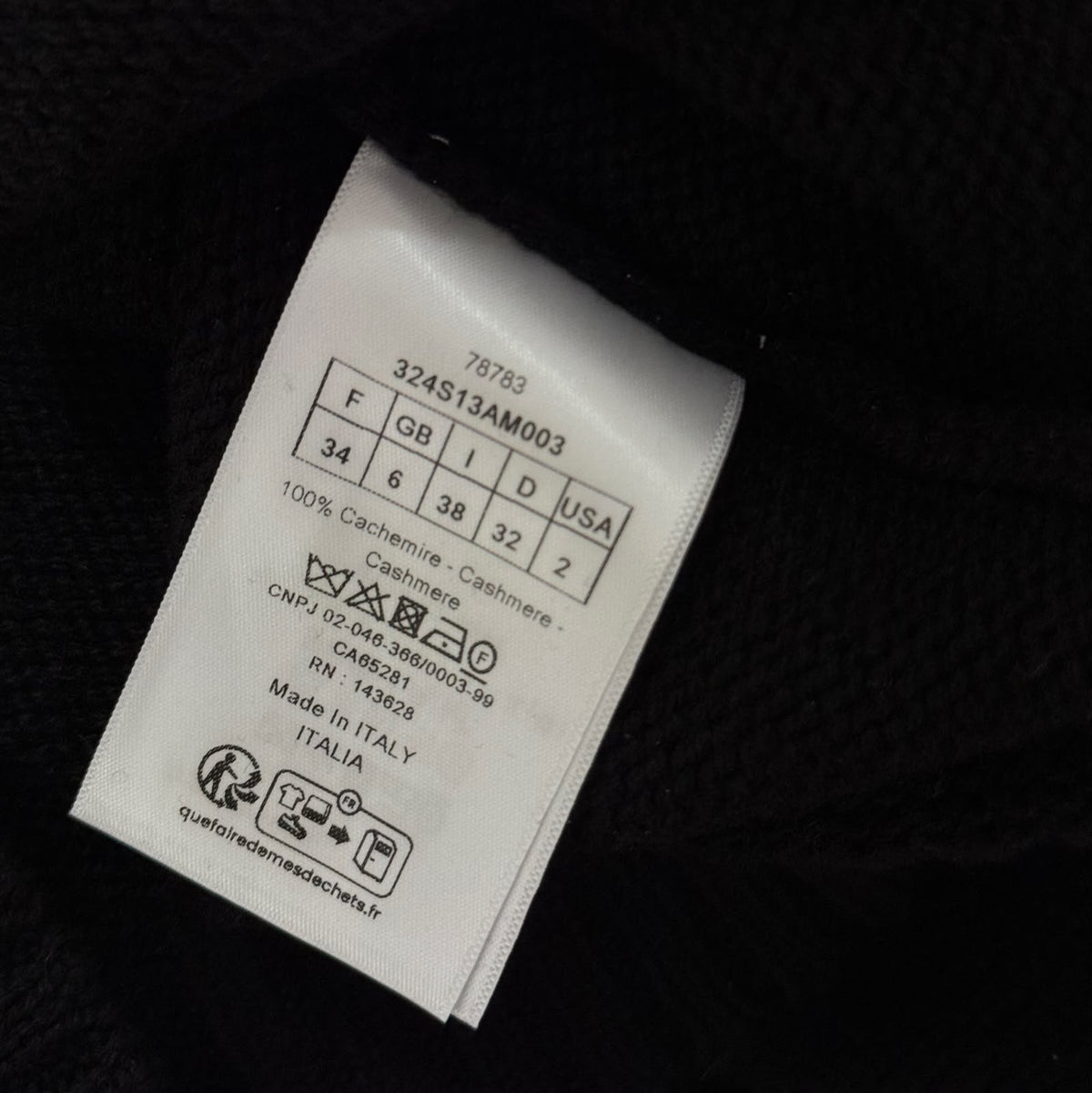 DIOR - SWEATER SHORT-SLEEVE CASHMERE SIZE 34 FR