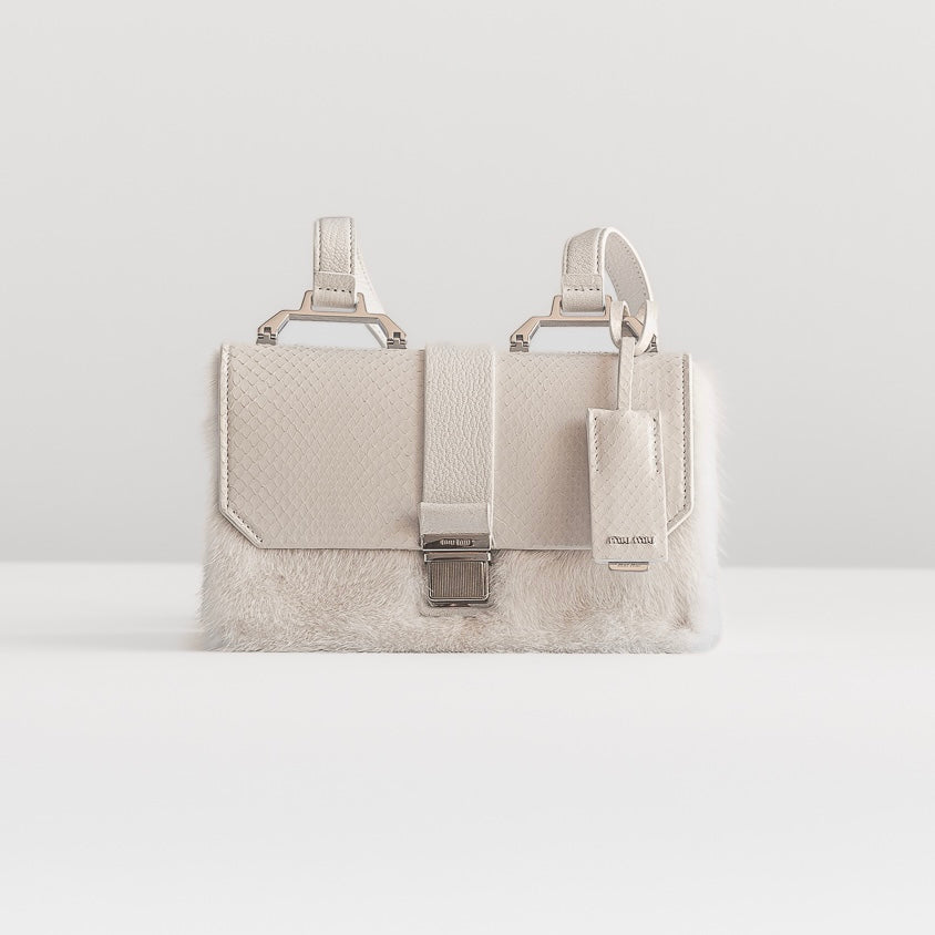 MIU MIU - *LIMITED EDITION* SHOULDER BAG WHITE PYTHON AND MINK FUR