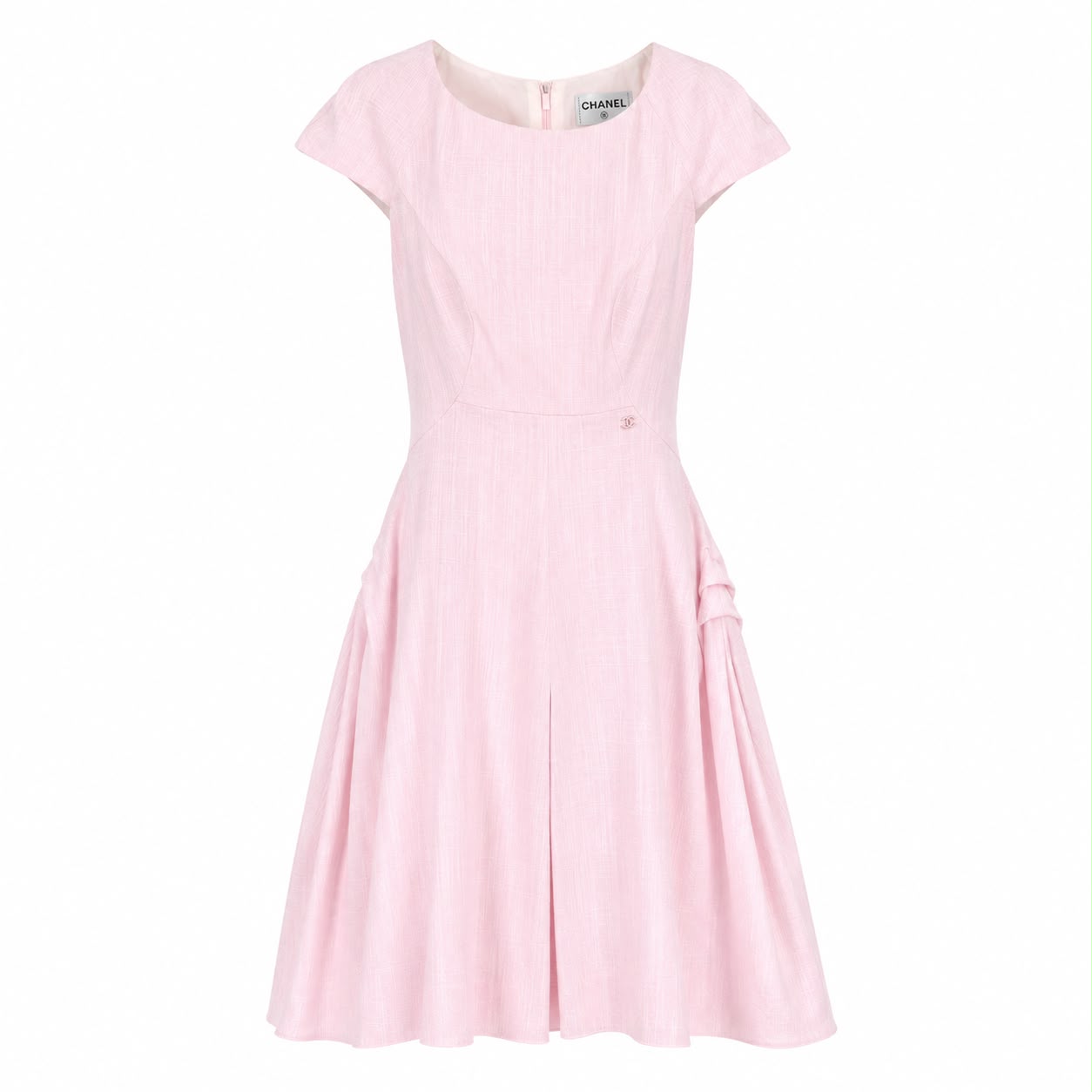 CHANEL - DRESS MIDI PINK COTTON SIZE 40 FR