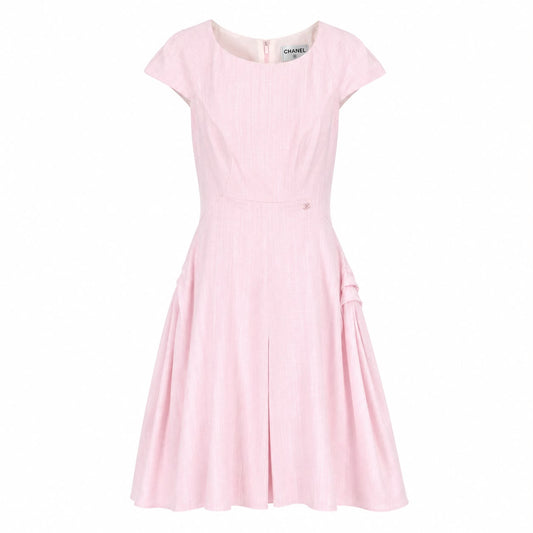 CHANEL - DRESS MIDI PINK COTTON SIZE 40 FR