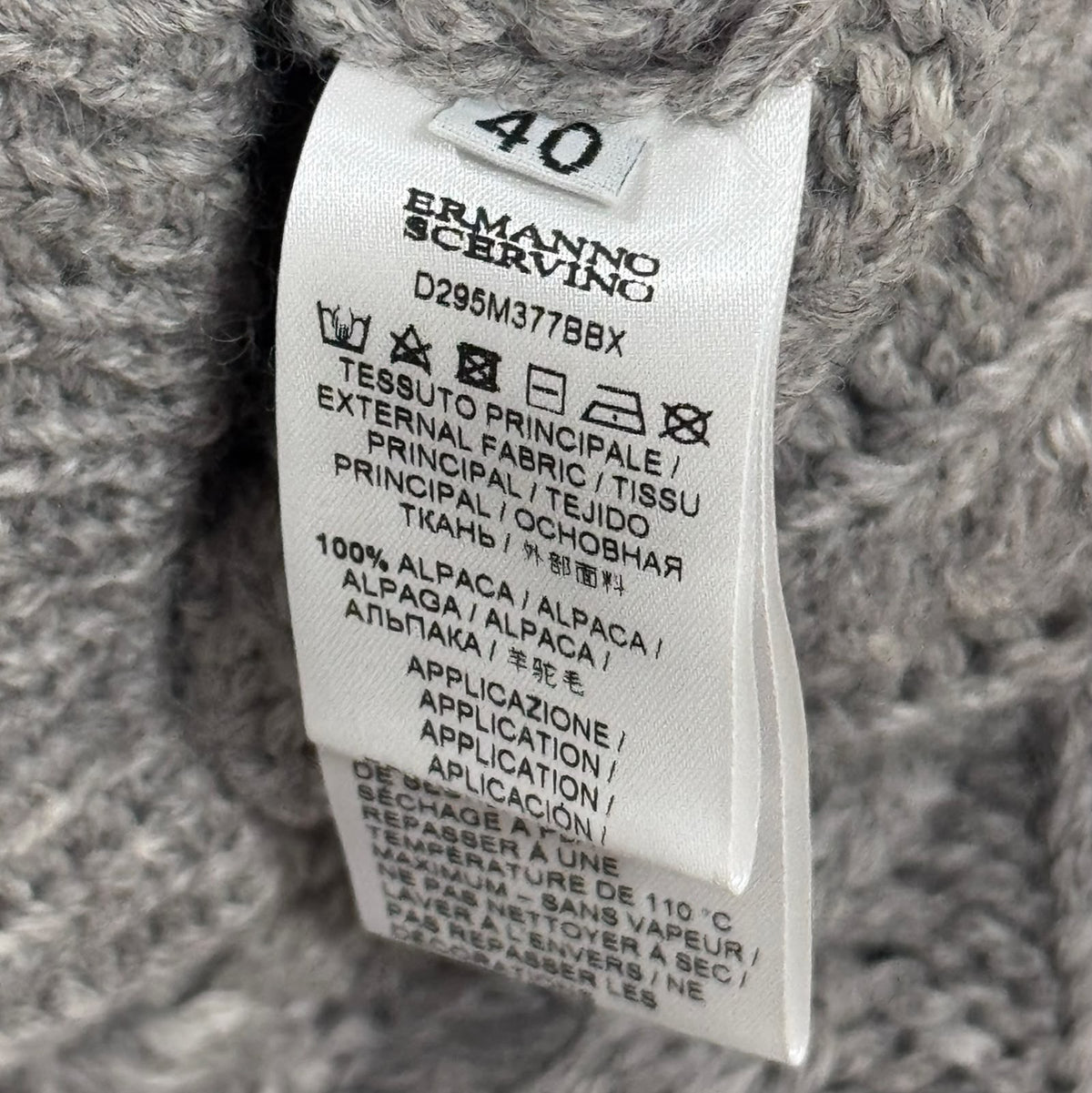 ERMANNO SCERVINO - SWEATER GREY ALPACA TURTLENECK WITH PEARLS EMBELLISHMENT SIZE 40 IT