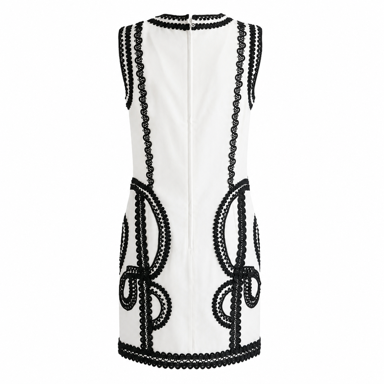 DOLCE & GABBANA - DRESS MIDI WHITE WITH BLACK TRIM SIZE 42 IT