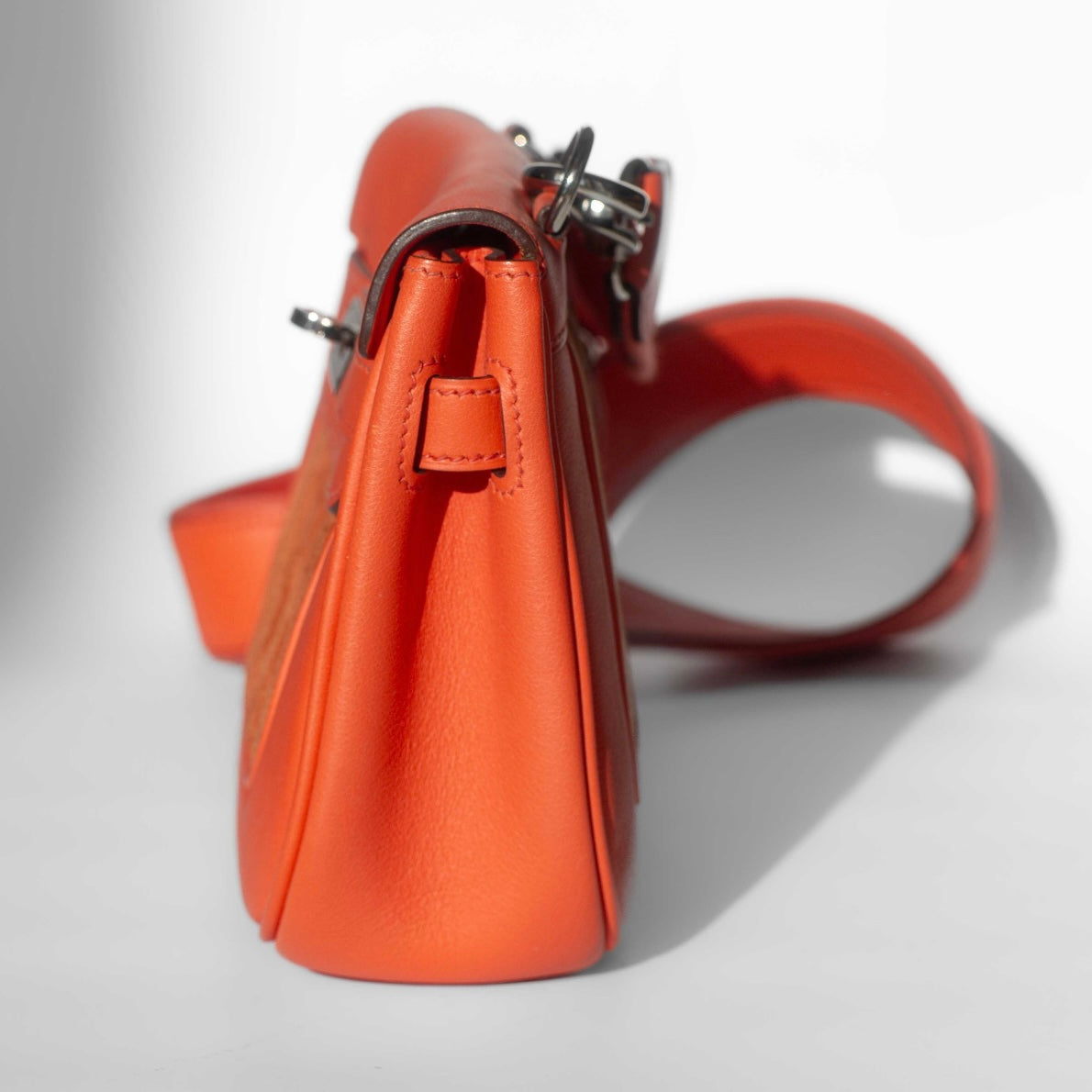 HERMÈS - BERLINE CROSSBODY BAG ORANGE LEATHER & SUEDE