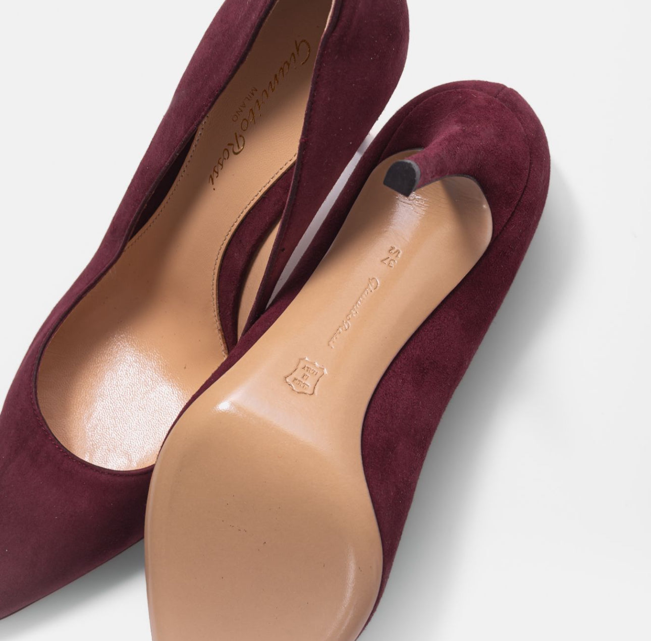 GIANVITO ROSSI - *BRAND NEW* PUMPS BURGUNDY SUEDE LEATHER SIZE 37 EU