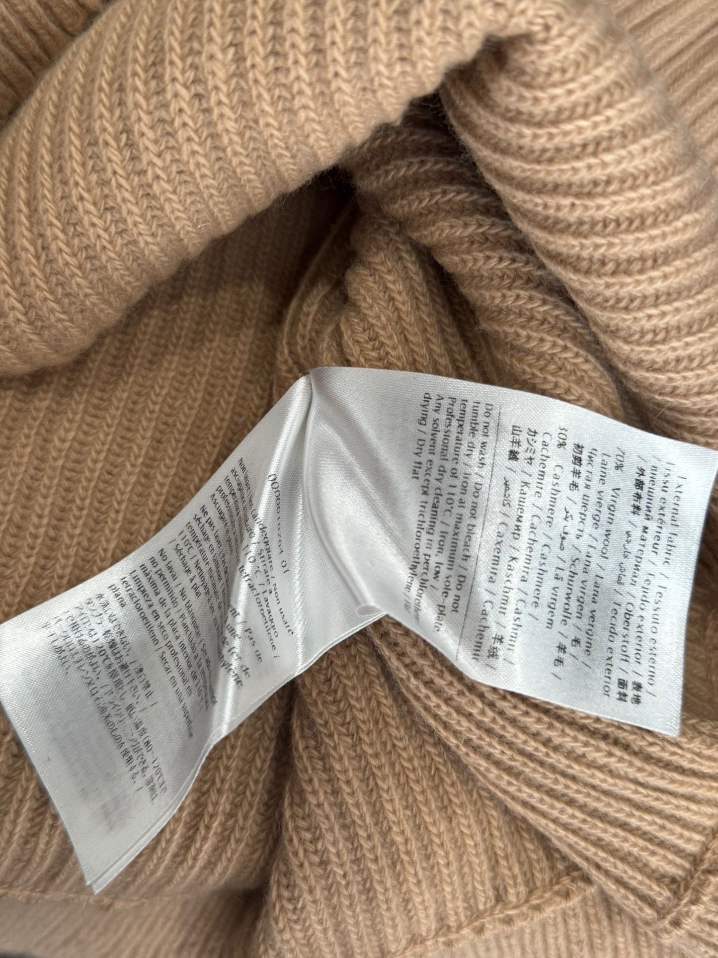 VALENTINO - SWEATER LIGHT BROWN RIBBED TURTLENECK SIZE S